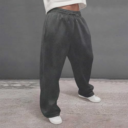 Men's Cargo Sweatpants Baggy Y2K Fall Casual Pants Open Bottom Adjustable Drawstring Mens Athletic Pants with Pockets2