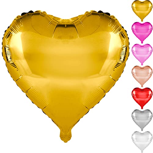 DekoRex Globos con forma de corazón, 10 unidades, 45 cm, color dorado Cover