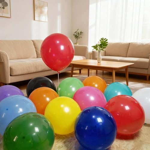 Image of 200 Pack 18 Inch Latex Balloons - 18 Colors, Bulk Balloon Decor for Birthdays, Weddings & All Party Events