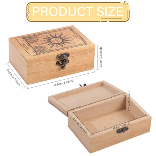 Boîte de rangement tarot hêtre gravé Soleil cadeau idéal pour tarologue