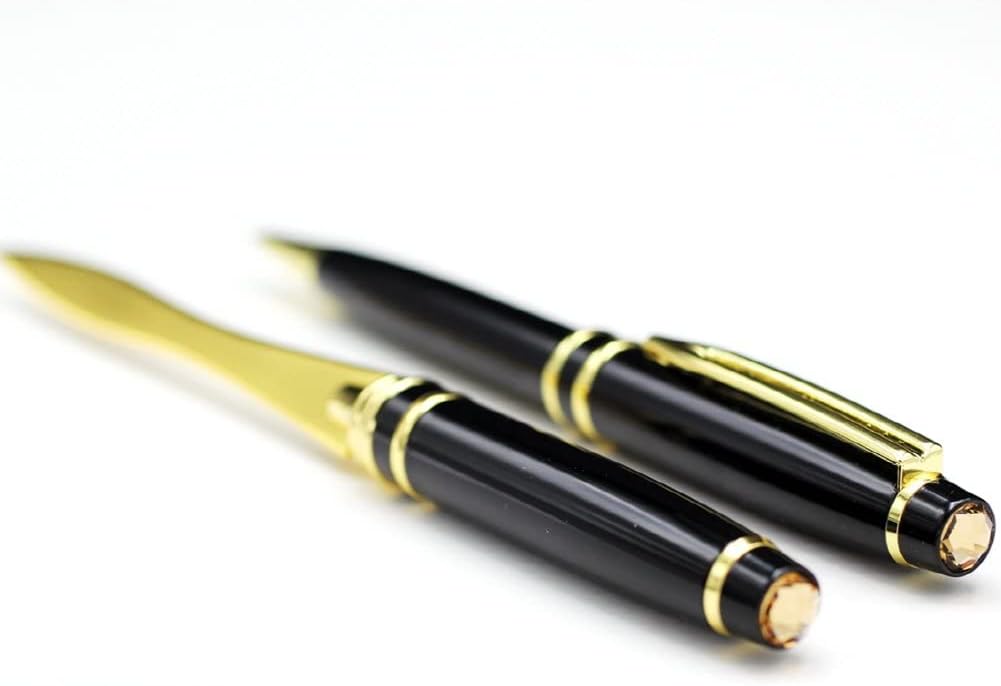 Custom Engraved Executive Pen Gift Set – Personalized Brass Ballpoint Pen with Matching Paper Tool – Elegant Gift Box (Black) - Image 6