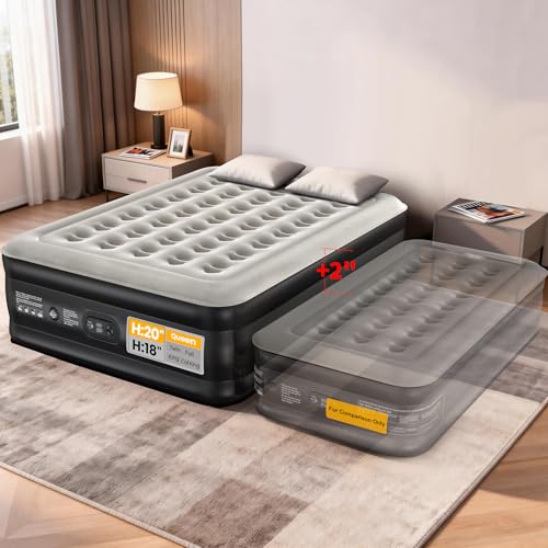 OhGeni 20" Queen Air Mattress (1-Pack) with Built in Pump,