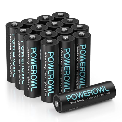 POWEROWL Lithium AA Batterien - 16 Stück 1.5-V ultimative Leistung Batterien AA Lithium (Nicht wiederaufladbare)