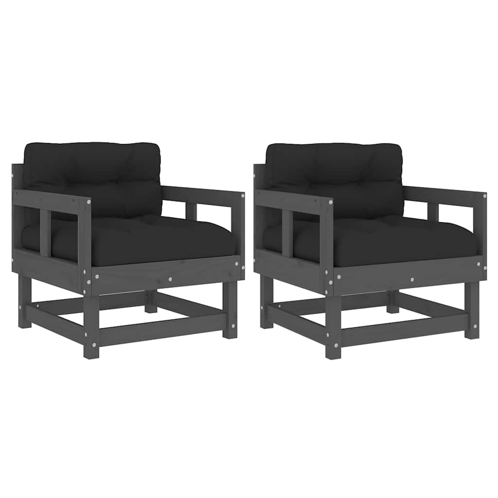 Chaises de jardin vidaXL en bois de pin massif et coussins gris, l'élégance durable