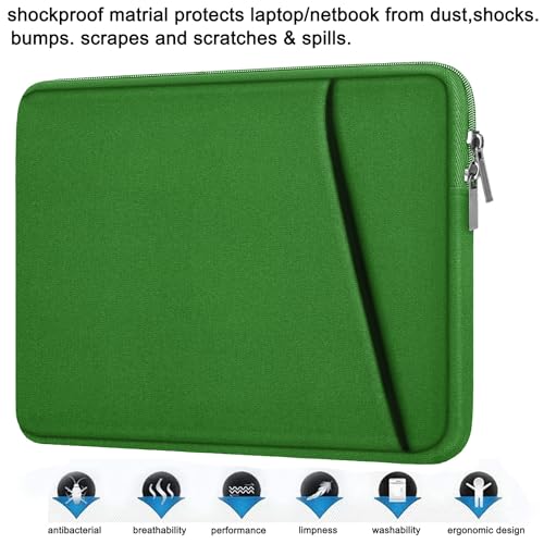 Image of 14 inch Laptop Sleeve, Shockproof Protective Computer Cover, Durable Carrying Bag Laptop Case Compatible with 14 inch MacBook Air /Pro HP Asus Lenovo Notebook, Dark Green