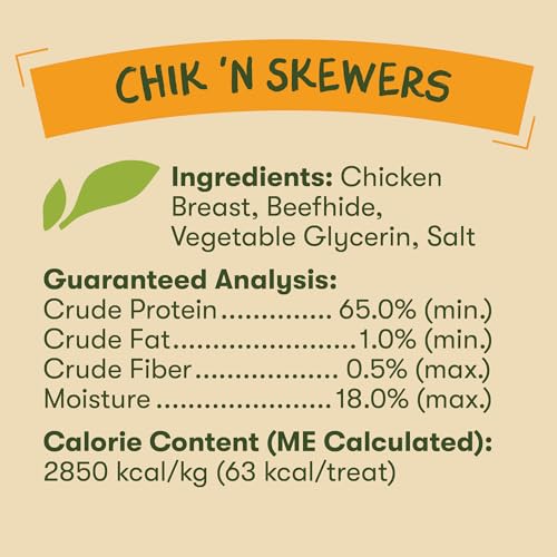 Image of Pet 'n Shape Chik 'n Skewers - Chicken Wrapped Rawhide Chew Dog Treats - 2 Pound | Premium chicken breast, Limited ingredients, Wheat and soy free, Everyday reward, For all life stages, High-protein snack