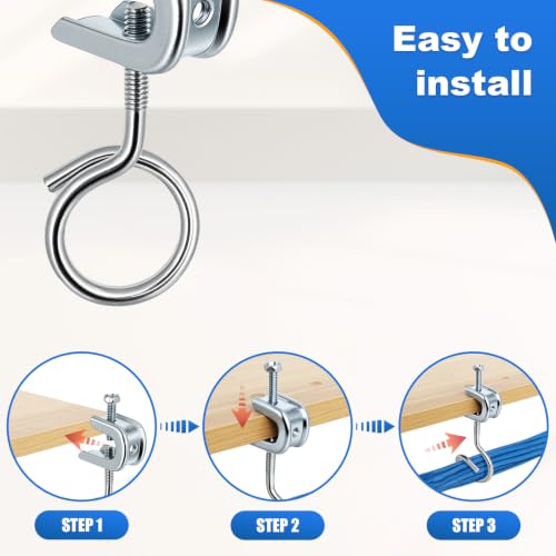Image of 1 /4 inch x 20 Beam Clamps with 1-1 /4 inch Bridle Rings, 100 Sets | Steel Cable Support Hangers for I-Beam Flanges, Low-Voltage Wire and Pipe, No-Drill Mounting, Rated Up to 75 lb