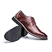 Imagen de Hitmars Zapatos Vestir Hombres Oxford Cuero Artificial Cordones Derby Calzado Hombre Formal Comercio Zapatos Traje Clásico HW1-Marrón EU43