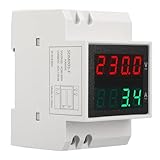 LOCADENCE AC80~300V Voltmeter Ammeter, LED Nixie Tube 4 Digit Display DIN Rail Mount Single Phase Voltage Current Meter 0.1~99.9A