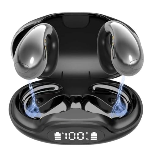 YLYHHFY Clip On Earbuds Bluetooth 5.4 Headphones Wireless Earbuds Open Ear Headphones Long Playtime Ear Buds Digital Display Charging Case Noise Canceling Waterproof Sports Earphones — view 2
