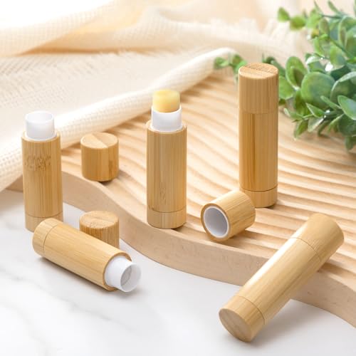Leinuosen 12 Pcs Bamboo Empty Lipstick Tubes, Refillable 5g Lip Balm Containers with Rotable Plastic Inner for Women Girl DIY Cosmetic Lip Gloss Tubes for Lipstick, Deodorant, Solid Perfume, Makeup3