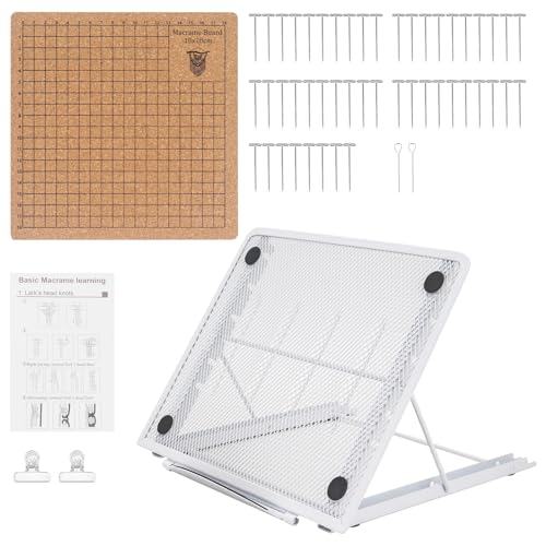 Buwico Makramee Brett Set Macrame Board Verstellbarem Ständer Makramee Zubehör Makramee Projektbrett Wiederverwendbares Tragbares Flechtbrett Zum Flechten Von Armbändern Knotenschnur Schals