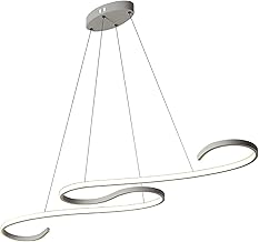 HWSY Lâmpada de mesa de jantar LED branca curvada moderna lâmpada suspensa para sala de jantar com controle remoto lustre regulável abajur de onda acrílica de metal para quarto sala de estar 108 cm (46W) interessante