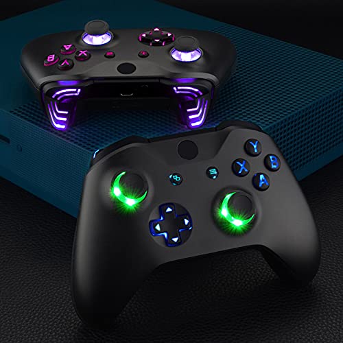 Image of eXtremeRate Multi-Colors Luminated Dpad Thumbsticks Start Back ABXY Action Buttons, Black Classical Symbols Buttons DTFS (DTF 2.0) LED Kit for Xbox One S /X Controller - Controller NOT Included