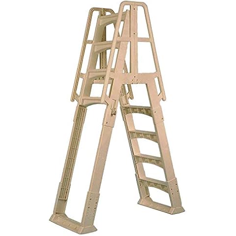Vinyl Works A Frame Ladder with Barrier for Swimming Pools 48 to 56" Tall, Taupe Cover