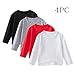 Girls Athletic Shirts,4 Pack Toddler Cotton Long Sleeve Tee Shirts Boys Girls Solid Color Crewneck Base Layer Casual Pullover 1-11 Years
