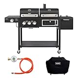 TAINO HERO DUO Set Gasgrill Holzkohlegrill Kombigrill Abdeckhaube Gasregler Smoker Grillwagen BBQ Grill