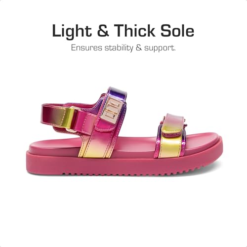 Image of DREAM PAIRS Girls Sandals Casual Open Toe Two Adjustable Strapped Sandals with Hook and Loop for Little Kid /Big Kid