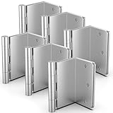 KOLET Offset Door Hinges, 3.5 Inches Expandable Door Hinges, 1/4' Radius Corner Ball Bearing Hinges, 2 Inches Widen Doorway, Smooth and Easy Installation, Brushed Nickel, 6 Packs
