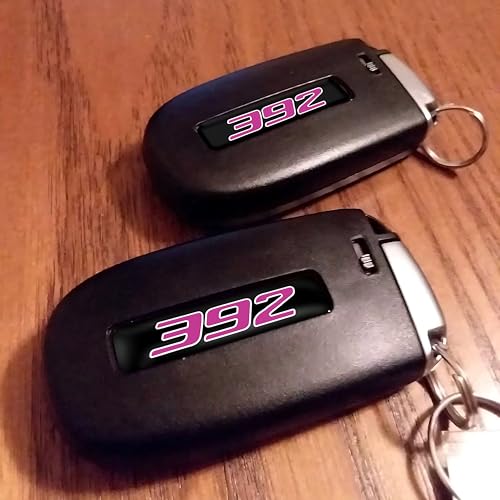 Image of TOOLEPIC for Dodge Challenger Charger Durango and Jeep Grand Cherokee Key fob Badges 2015-2024-Set of 2 - Finest Stickers Inlays Emblems Accessories for 392 Hemi, Ideal for Decals - Furious Pink