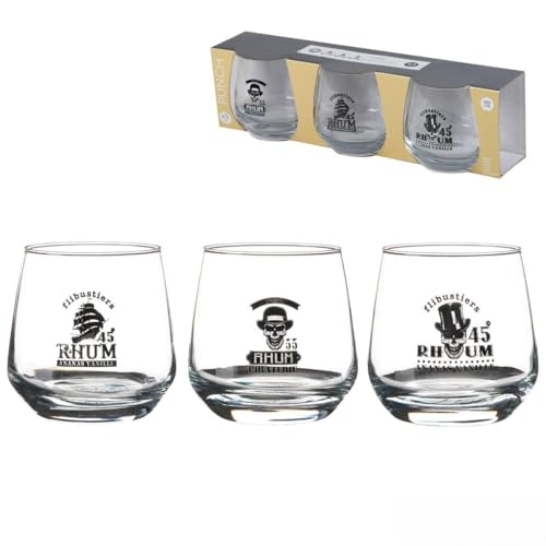 Verre à rhum décoré punch 28cl Lot de 3