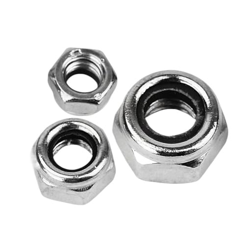 Contratuerca, Tuercas autoblocantes 2/5/25 piezas 304 Acero inoxidable Negro Hex Nylon Insertar Tuerca de seguridad Tuerca Nylock autoblocante Contratuerca M2 M2.5 M3 M4 M5 M6 M8 M10 M12 M16(Acero al