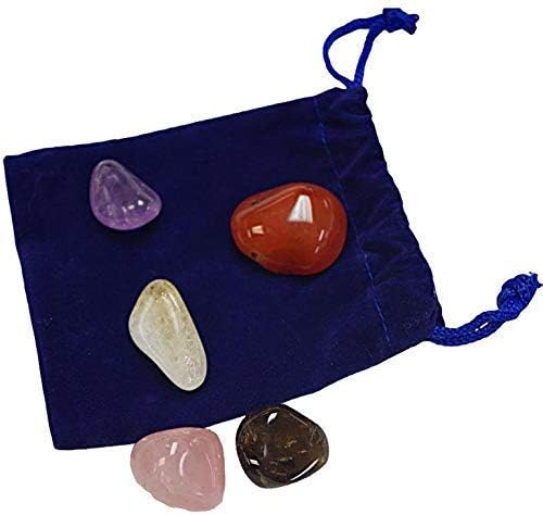 Stones for Anxiety & Depression - Rose Quartz, Amethyst, Citrine, Smoky Quartz & Carnelian - Authentic Crystal Stone Bag