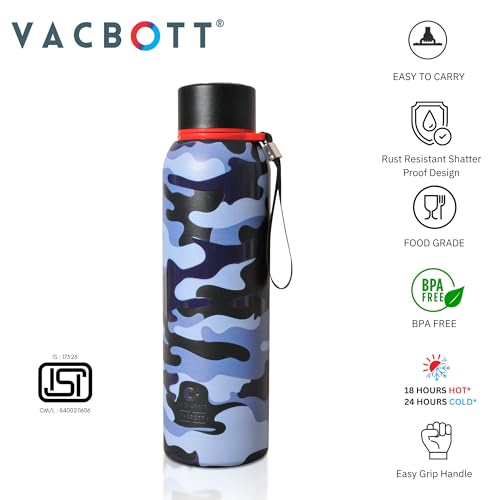 Image of CLAY CRAFT VACBOTT Everest Military Edition Double Wall|18 Hours Hot and 24 Hours|Cold Water Bottle Vacuum Insulated Flask Bottle 700ml, 1 Year Limited Warranty|Leak Proof|BIS Certified|Made in India