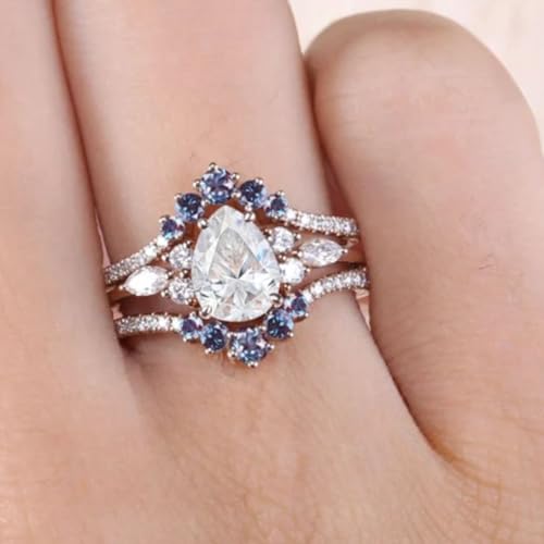 IVANKA Vintage Alexandrite Ring Enhancer 14K Rose Gold Finish Double Curved Moissanite Wedding Band Guard Engagement Ring Jacket Unique Custom Ring Promise Personalized Gift For Her3