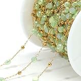 LINJILUO Cadenas de Cuentas de Cristal de Acero Inoxidable de 1 Metro, Color Dorado, para Hacer Joyas, Pulseras y Collares.