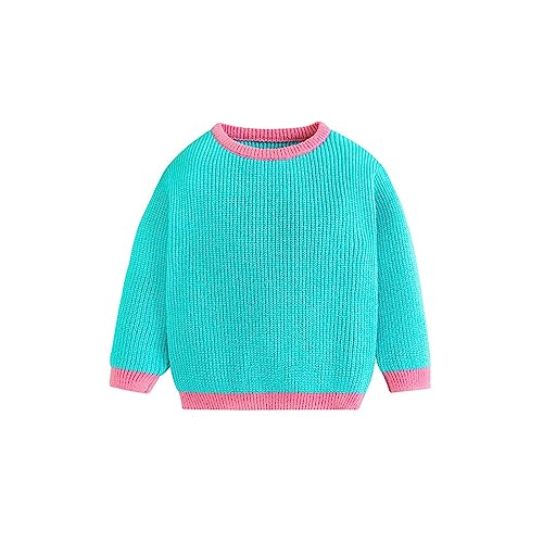 Boys and Girls Sweater Tops Winter Color Blocking Sweater Casual Set Head Round Neck Long Sleeved Knitted Sweater - Main Image