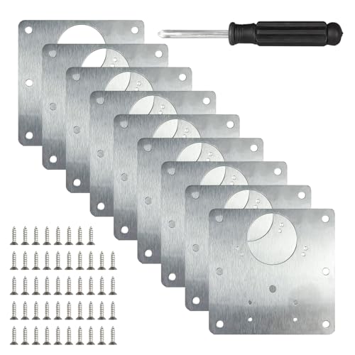 8 Pcs Kitchen Door Hinge Repair Plate Cupboard Door Hinge Repair Plate with 48 Screws Kitchen Cupboard Hinge Repair Plate for Kitchens cabinets Drawers Doors and Windows wardrobes etc