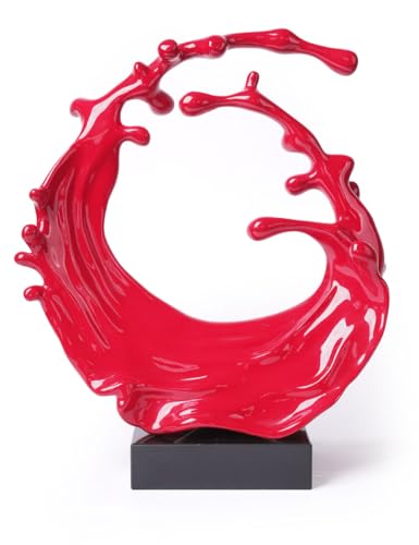 NENBOLEC Sculpture Vague Marine Abstraite Décoration Statue Moderne Art Intérieur Maison Cadeau pour Étagère Table Bureau Rouge 42cm