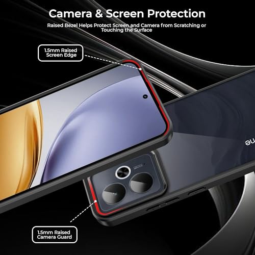 Image of A rtistque Clear Hard Armor Transparent Cover Case for Realme 14T 5G | Anti-Drop Shockproof | TPU Edge | Stylish Design | Camera Protection | Realme 14t 5g Back Cover - Black