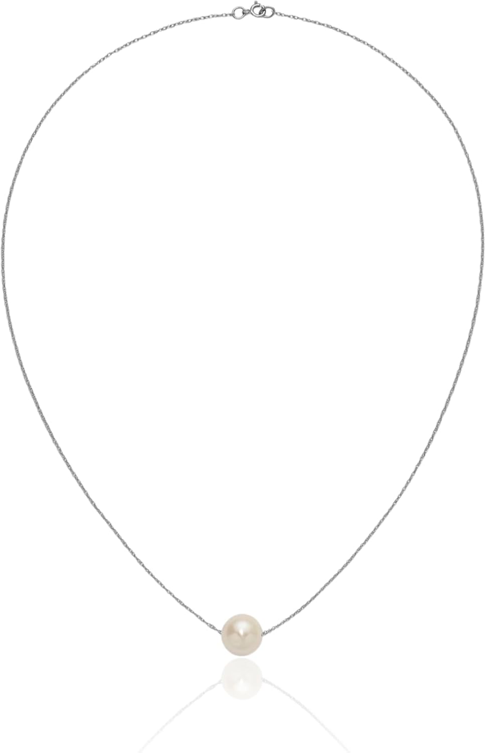 IceCarats 10K Solid White Gold 10mm Freshwater Pearl Rope Chain Necklace 17 inch Prong Set For Her