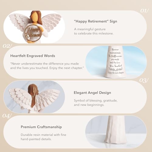 Retirement Gift for Woman, 6" Handcrafted Happy Retirement Angel Figurine - Image 5