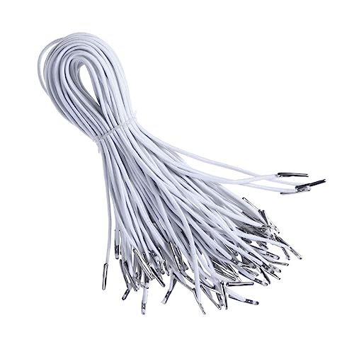 OSALADI 1set Elastic Barbed Cords Stretch Round String with Metal Barbs for DIY Crafts Mask Making Book Binding and School Projects White Elastic Fasteners 100pcs