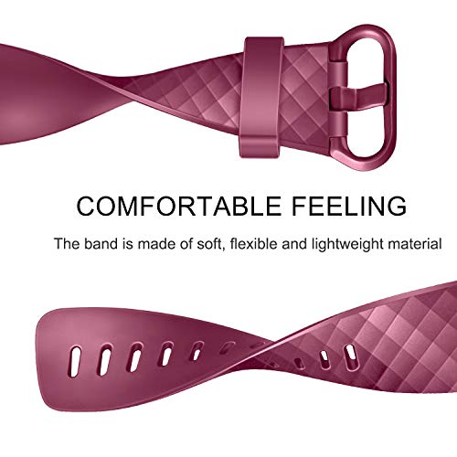 Image of Tobfit Watch Strap Compatible with Fitbit Charge 4 / Fitbit Charge 3 (Watch Not Included), Removable Soft Belts for Charge 3 /4 Wristband, Smartwatch Band for Men & Women (S,Burgundy Red)