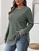 Women's Long Sleeve Ribbed Tunic Sweater Lightweight Crewneck Pullover Loose-Fit Dressy Sweaters with Curved Hem (Green,XX-Large)