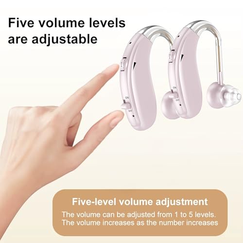 Image of Fastwell F27-2 Unit For Both Ear Rechargeable Hearing Aids for Adults with Hearing Loss, Mild To Moderate, Noise Reduction Ear Machine, (Rose Gold-Pair) 1-Year Warranty