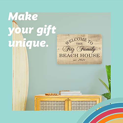 Pattern Pop Personalized Subtle Wood Grain Welcome To The Family Beach House Metal Room Sign (8X12 Inches) #TOP1