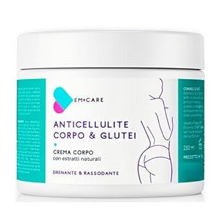 EM CARE Crema Anticellulite Forte Drenante e Rassodante per Cosce, Glutei e Corpo – Con Caffeina, Guaranà, Ananas e Ippocastano – Azione Tonificante e Microcircolazione – Made in Italy – 250 ml