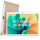 DUODUOGO Tablet 10 Pulgadas 4G LTE, Tableta 4GB RAM 64GB/128GB Android 10 Tablet PC Baratas y Buenas Dual SIM 8000mAh Quad Core Dual Cámara 5+8MP Netflix WiFi Bluetooth GPS Type-C,Oro