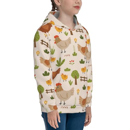 Cute Hen and Chicks Kids Pullover Hoodies Boys Sweatshirts Girls Athletic Clothes with Pocket3