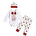 Borlai Ensemble pour nouveau-né « My First Valentines Day » - Barboteuse formelle à manches longues avec nœud papillon, pantalon et chapeau, Rouge, 6-12 mois