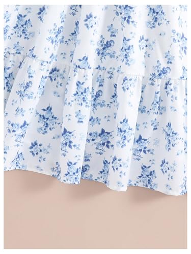 WDIRARA Girl's Floral Print Smocked Cami Dress Bow Tie Shoulder A Line Flowy Dress4