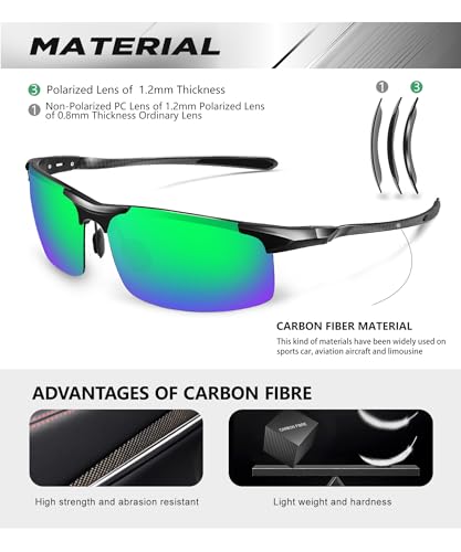 Image of ANYLUV Polarized Sunglasses for Men Carbon Fiber Sunglasses with UV400 Protection for Fishing Driving Gift