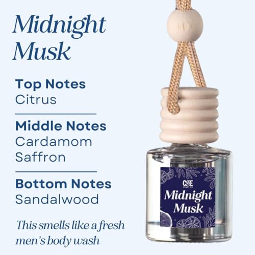 Image of CANDECraftCo Car Air Hanging Fragrance Oil, Car Auto Freshener for Essential Oils, Scents Fragrance Aromatherapy Automobile Diffuser, Long Lasting (Midnight Musk)