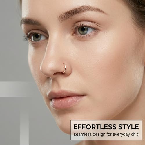 LYQNIHOB 8 Pièce piercing nez anneau acier inoxydable, Piercing Nez Anneaux Piercing Hélix Tragus Hypoallergénique Anneaux de Cartilage Piercing Conch Septum 8MM Anneau Nez Piercing, Multicolore – vue 2