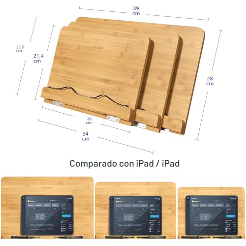 Miniatura 8 de Atril Para Libros De Cocina, Soporte Plegable De Bambú Para Leer Con 6 Alturas Ajustables